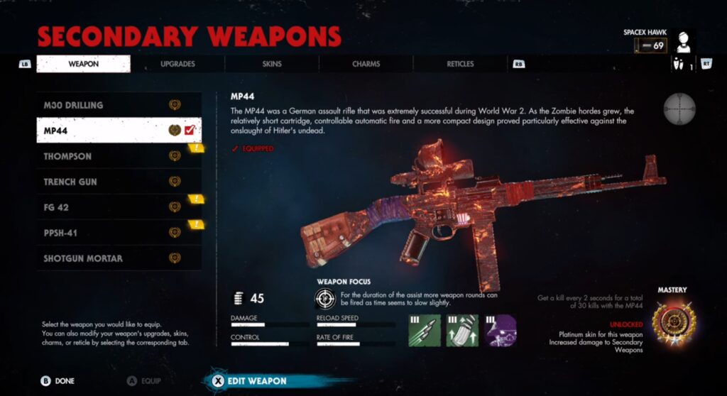 Mastery MP 44 Guide in Zombie Army 4 Dead War