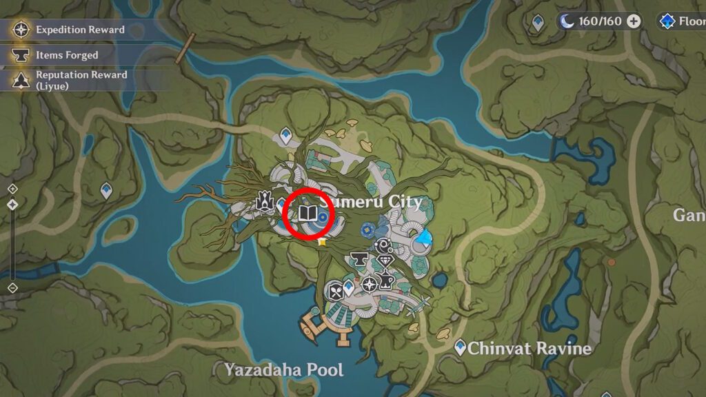 Sumeru City library location in Genshin Impact