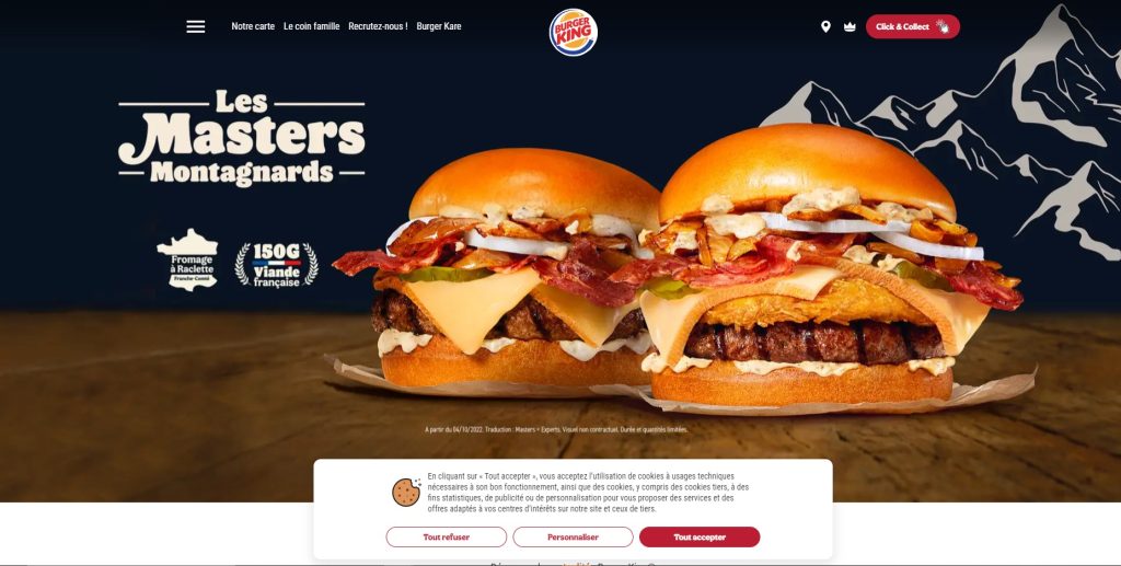 1. Go to Burger King Frances website
