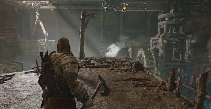 Waterwheels Puzzle Applecore Mines in God of War Ragnarok