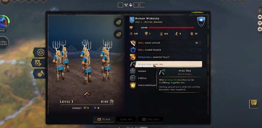 how to mine and harvest in spellforce conquest of eo4