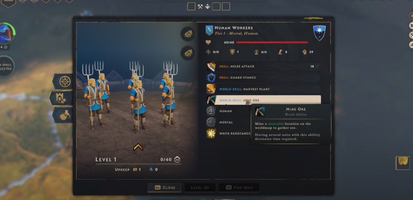 how to mine and harvest in spellforce conquest of eo8