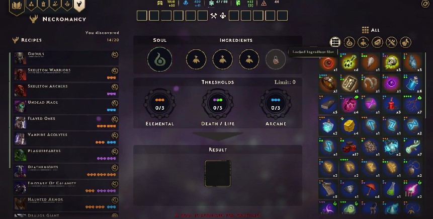 how to get a 4th ingredient slot for necromancy in spellforce conquest of eo3