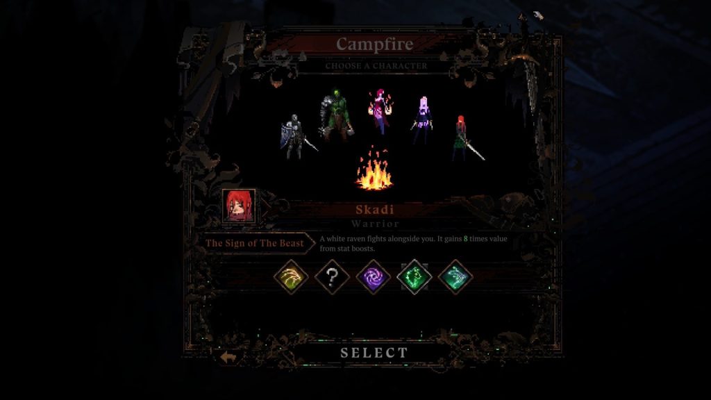 Character selection screen showing Skadi