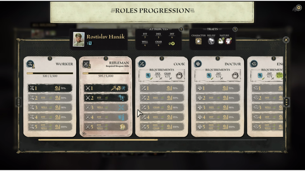 Last Train Home Roles Progression