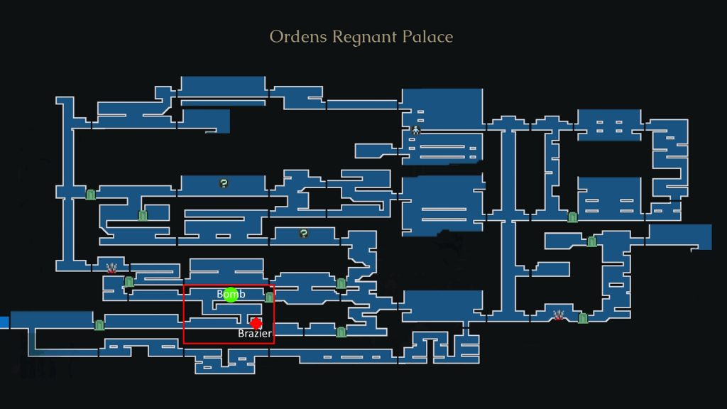 The Last Faith: Ordens Regnant Palace map showing Brazier 1 location