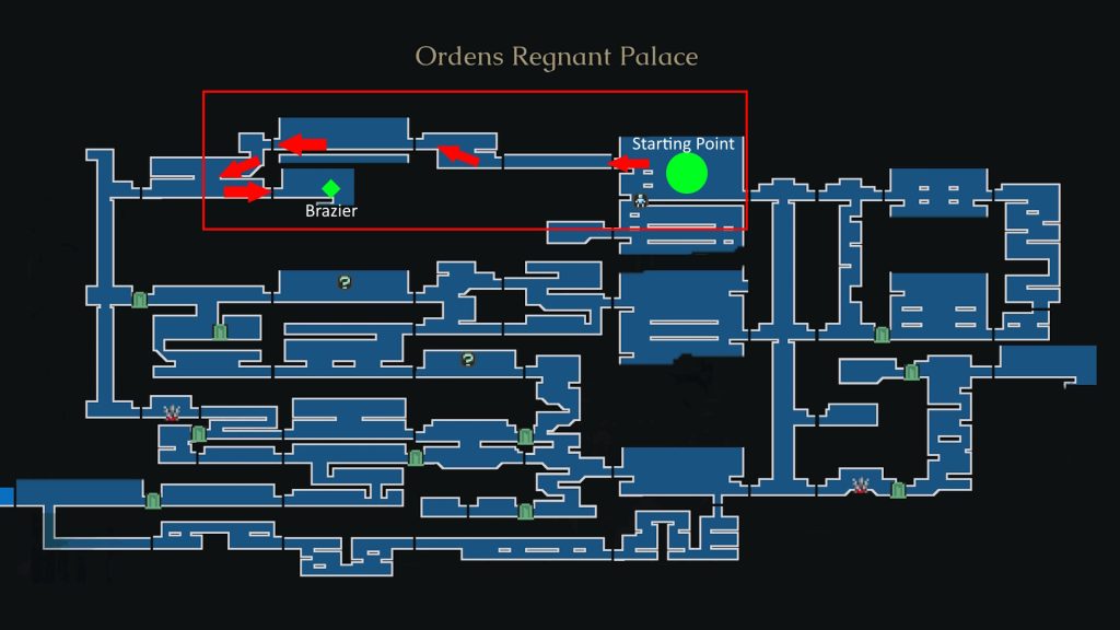The Last Faith: Ordens Regnant Palace map showing Brazier 3 location