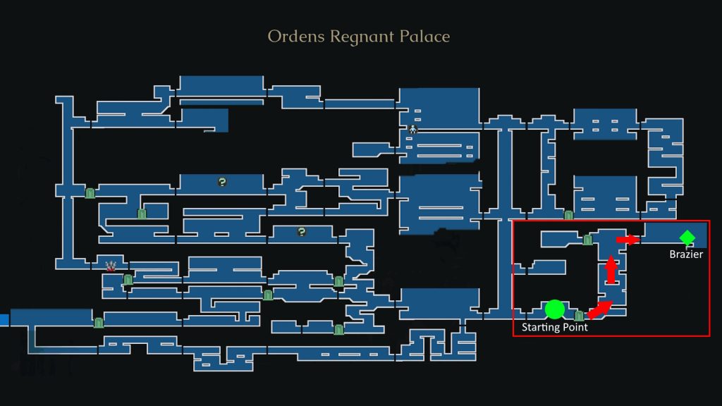 The Last Faith: Ordens Regnant Palace map showing Brazier 4 location