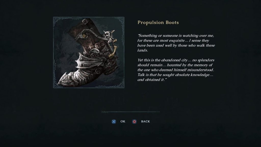 Propulsion Boots in The Last Faith allow you to use Aerial Dash