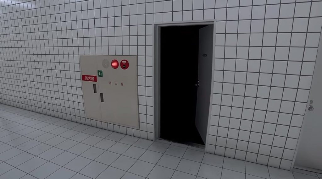 15: Door swings open.