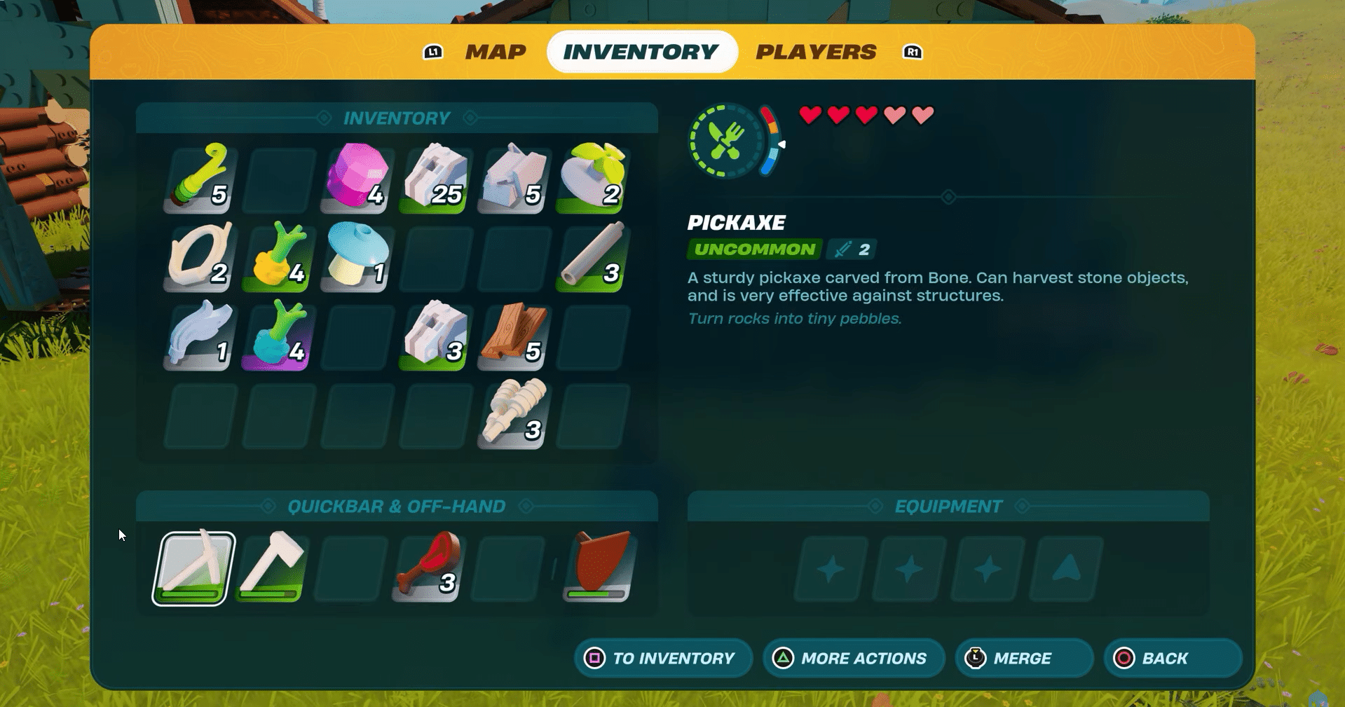 item menu in lego fortnite