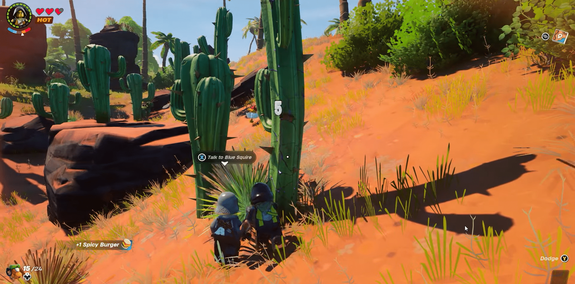 chopping down cactuses in LEGO Fortnite