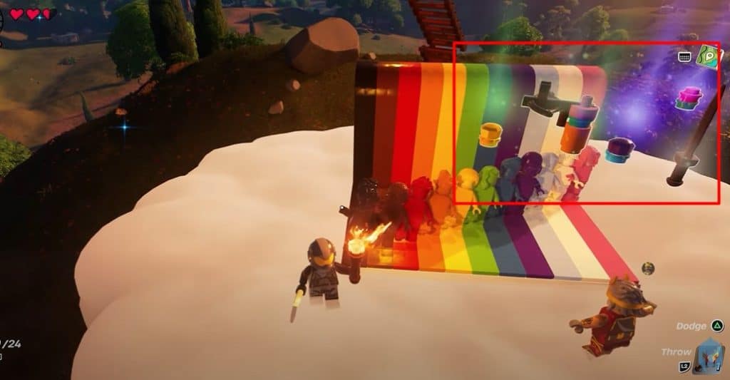 The  dropped items. 