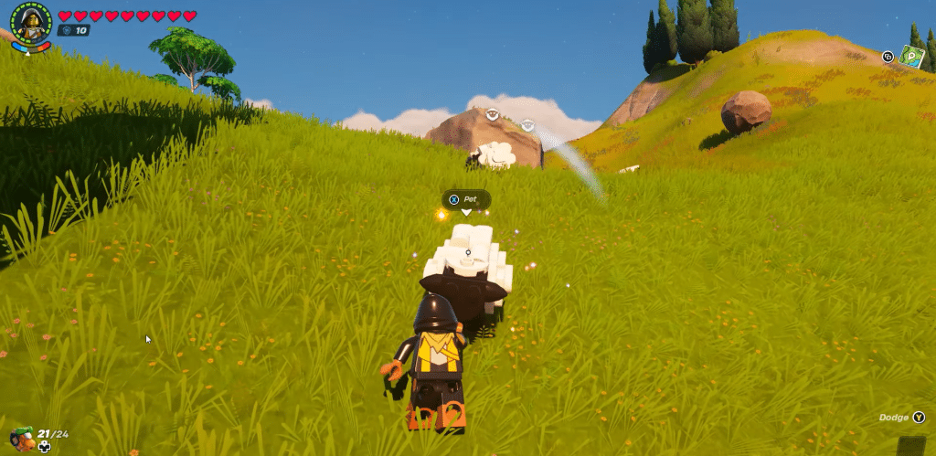 petting sheep in LEGO Fortnite