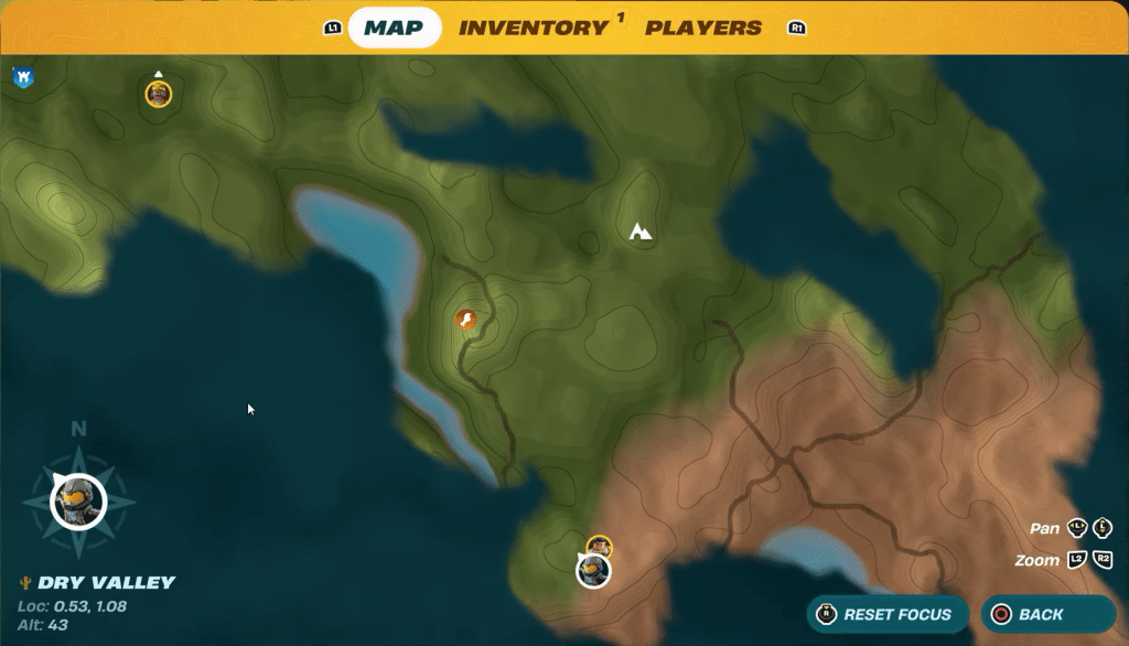 Map image of Dry Valley in LEGO Fortnite