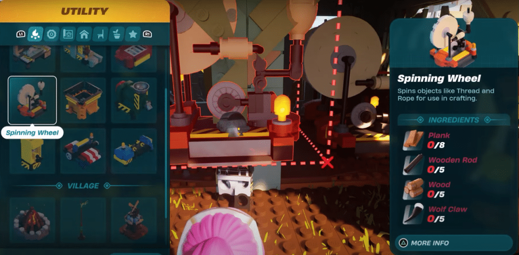 LEGO Fortnite Spinning Wheel for Cord using Vines