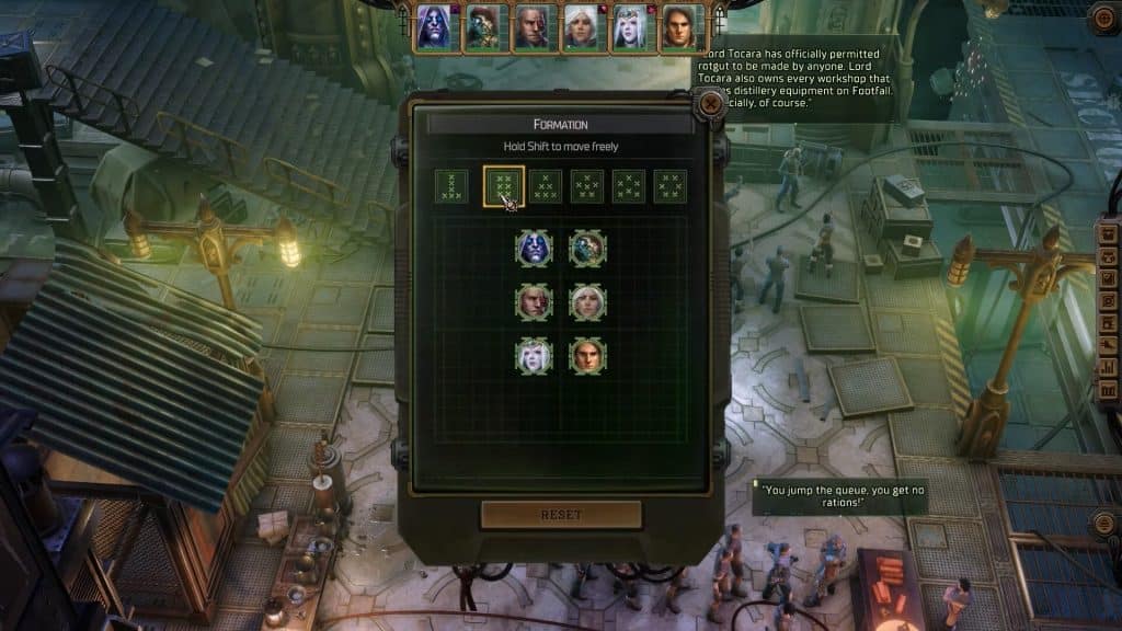 Formations menu