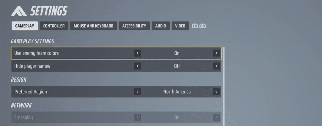 Gameplay settings the Finals
