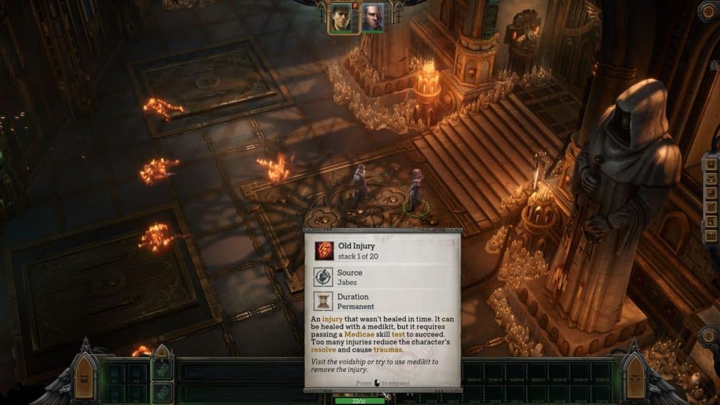 Old Injury in first mission of Warhammer 40k Rogue Trader