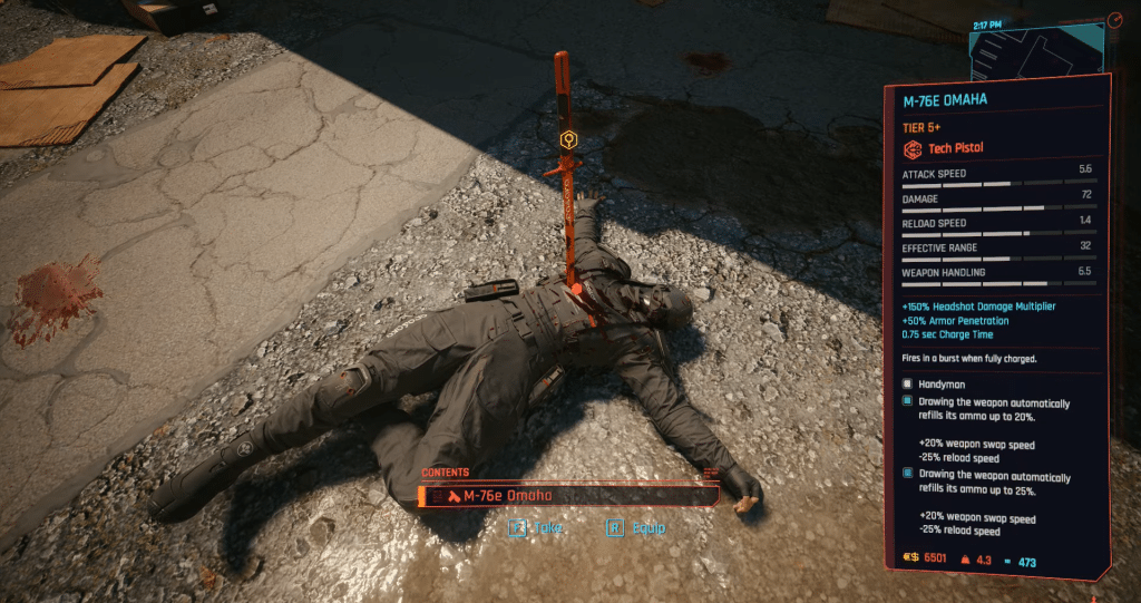 Deceased Arasaka Member M-76E Weapon - Cyberpunk 2077