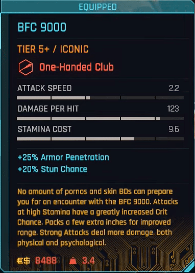 BFC 9000 Stats Image - Cyberpunk 2077