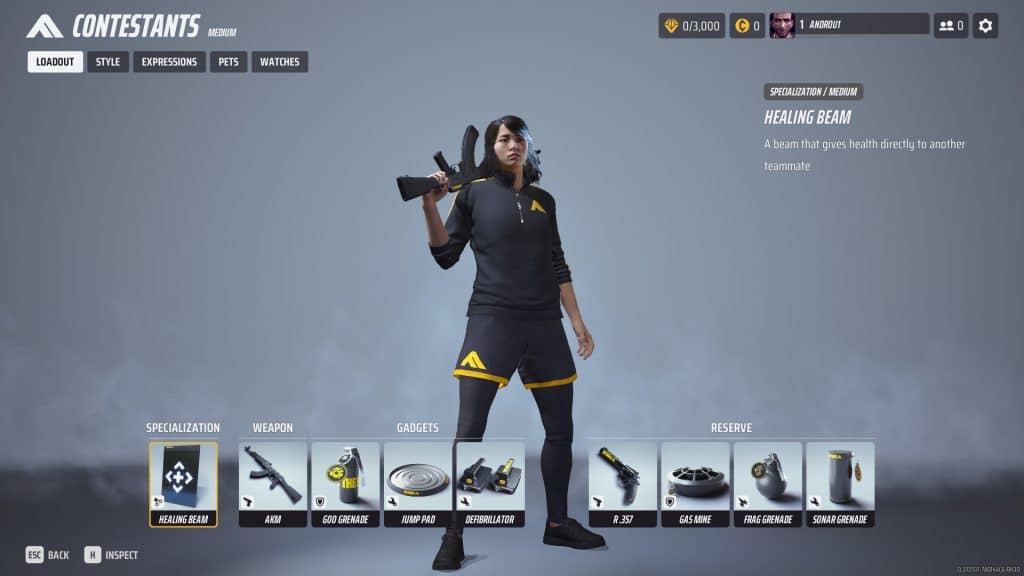 Medium Build's loadout