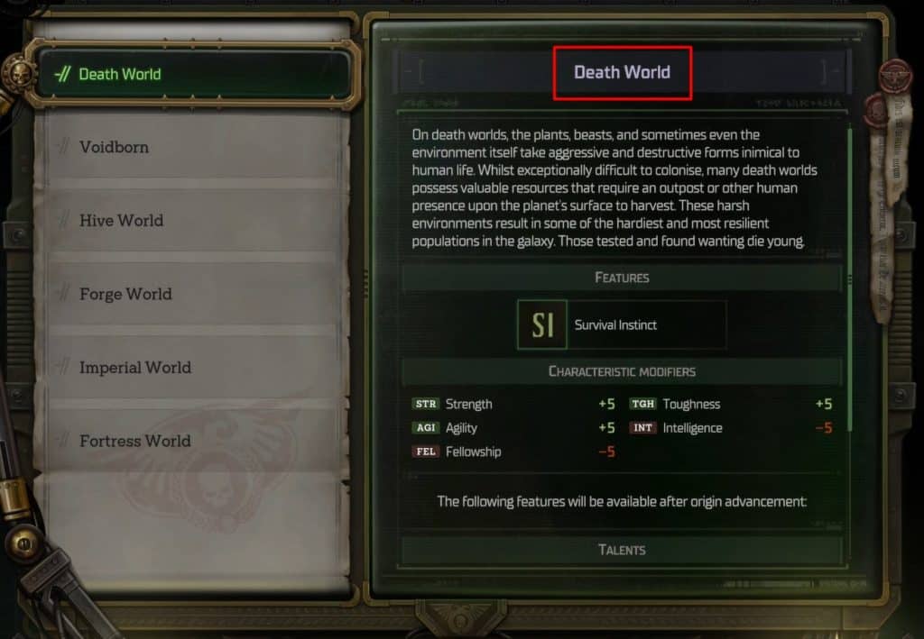 Death World for Melee Build