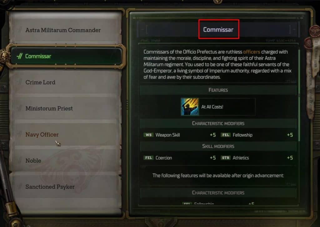 Commissar in Warhammer 40k