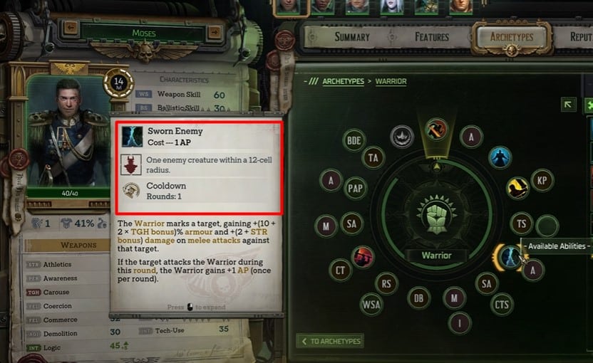 Sworn enemy ability in Warhammer 40k 