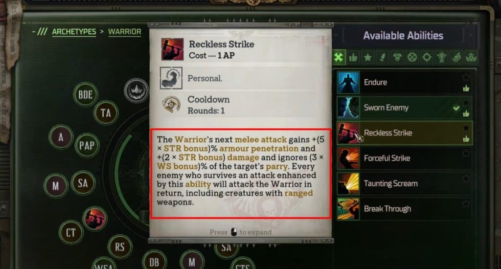 Reckless strike in Warhammer 40K