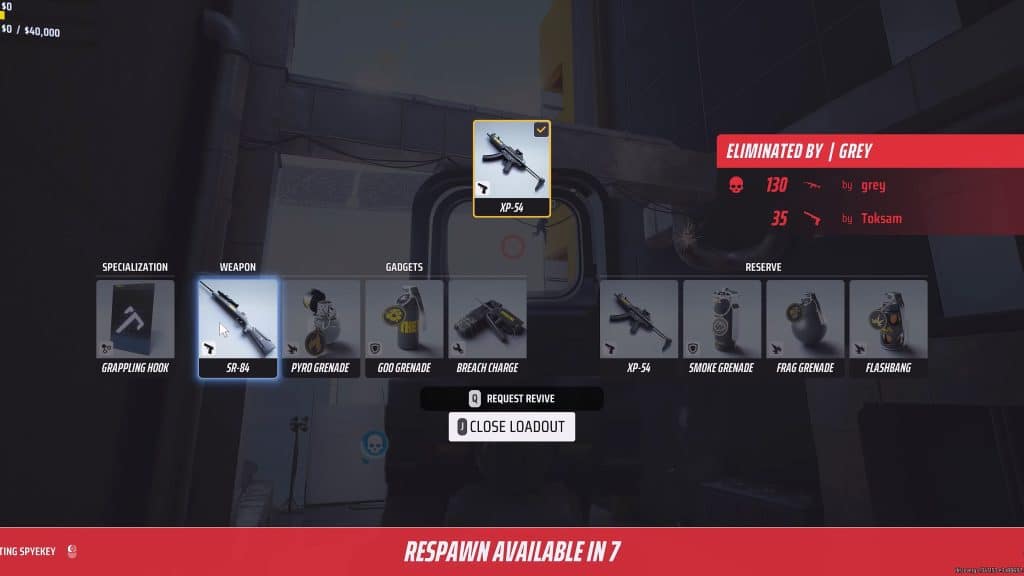 Reserve loadout example