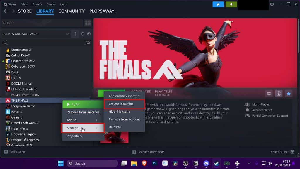 Browse local files option on Steam