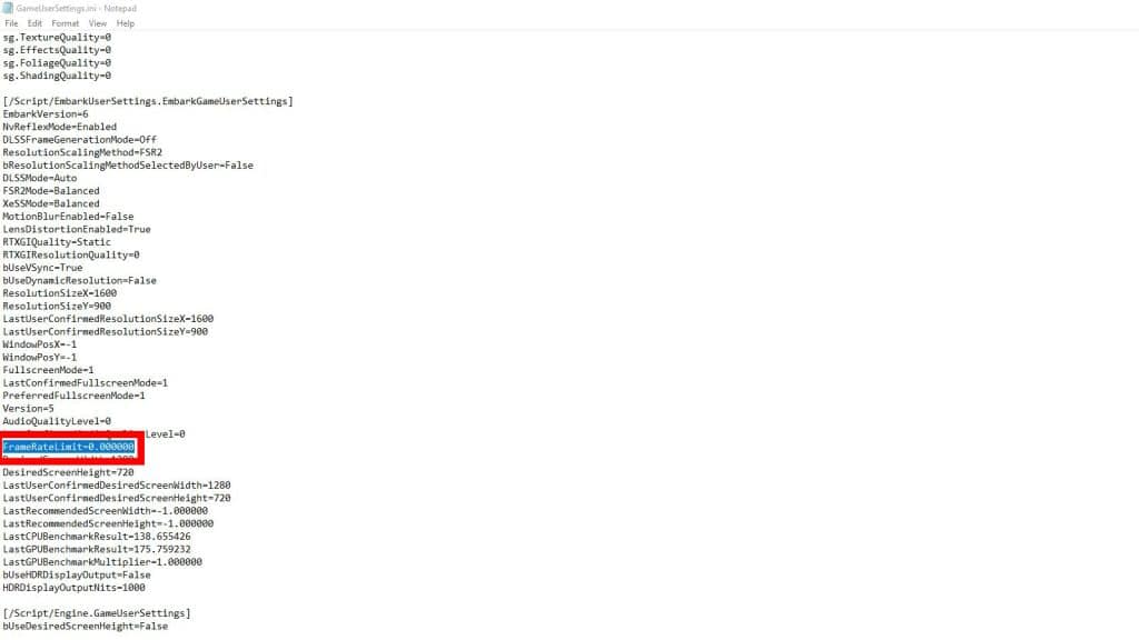 FrameRateLimit setting in the config file