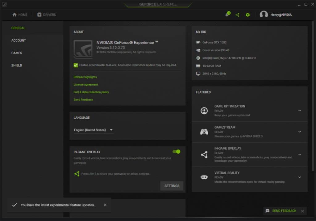 Nvidia GeForce Experience