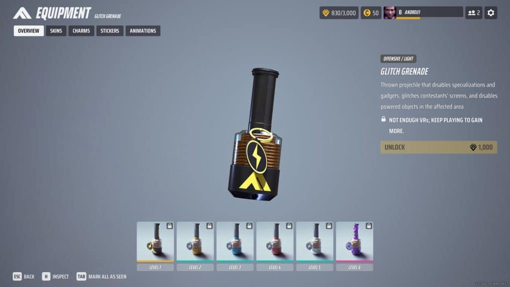 Glitch Grenade description