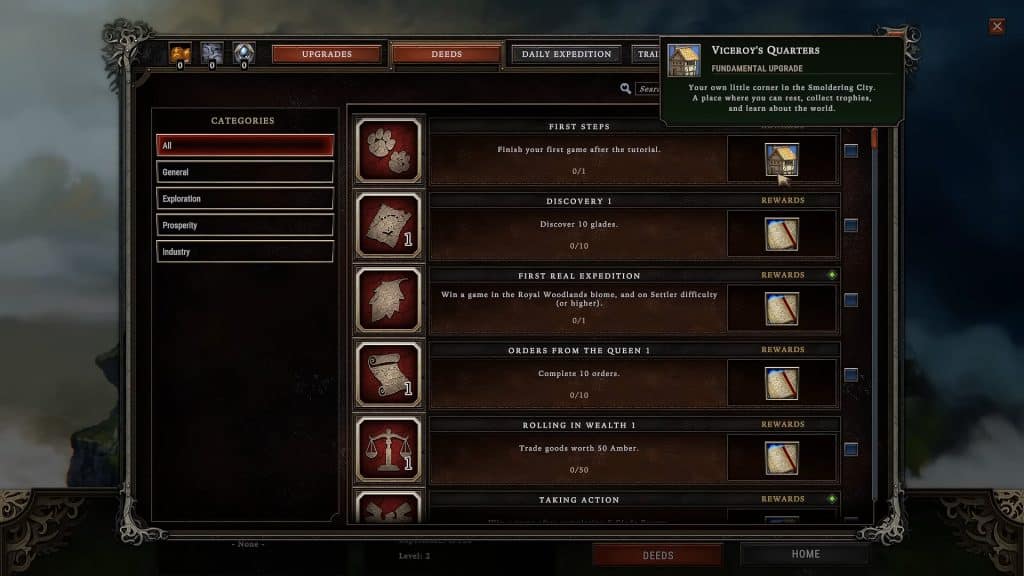 Deeds and unlocks