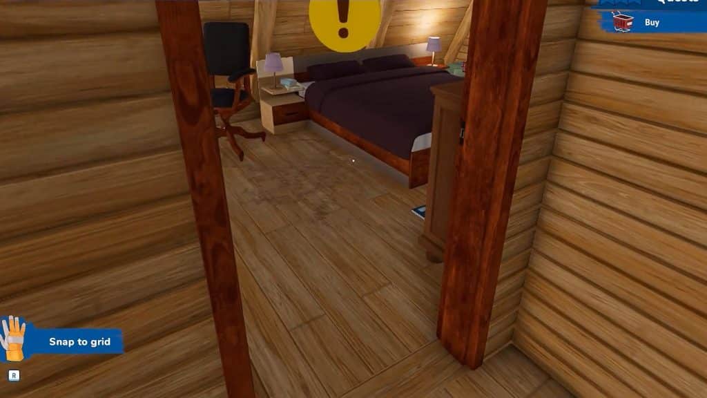 The room with the queen-sized bed