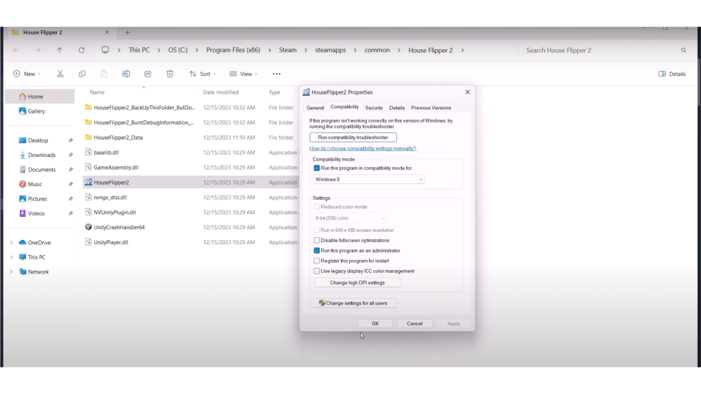 File location of House Flipper 2 to run as administrator