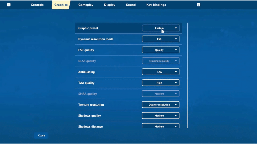 Graphics options menu in House Flipper 2