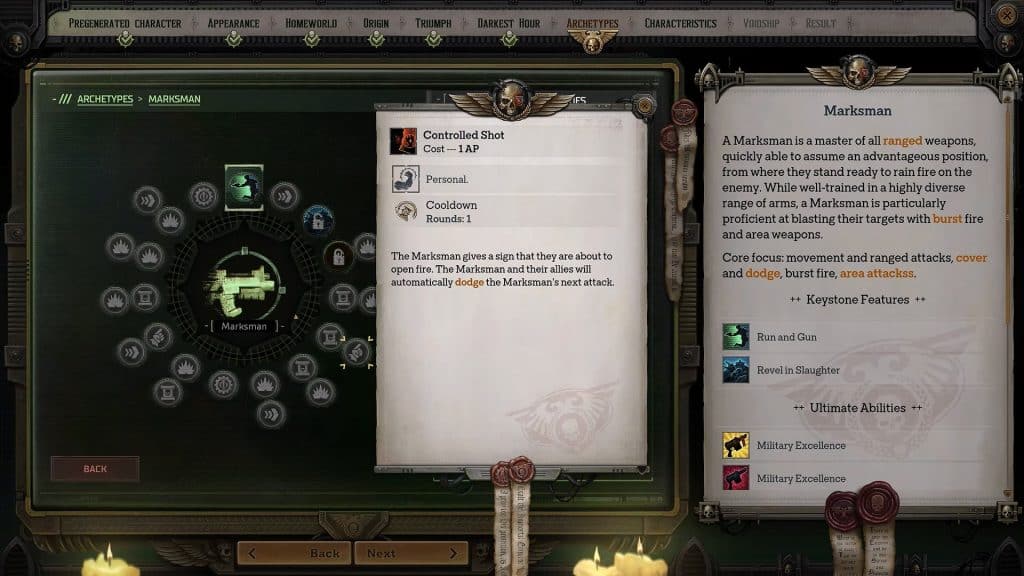 Soldier skills screenshot from when the class was still called Marksman