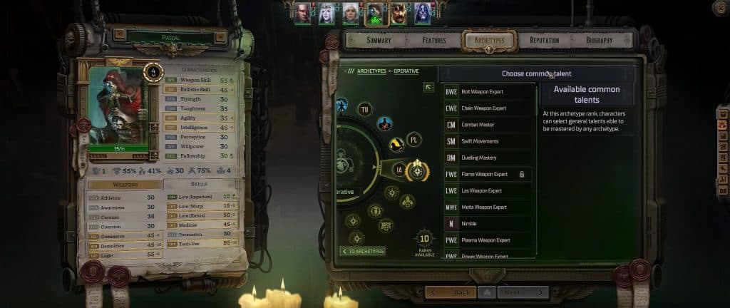 Warhammer 40K Rogue Trader: Pasqal Plasma Lord Build - Operative Talents