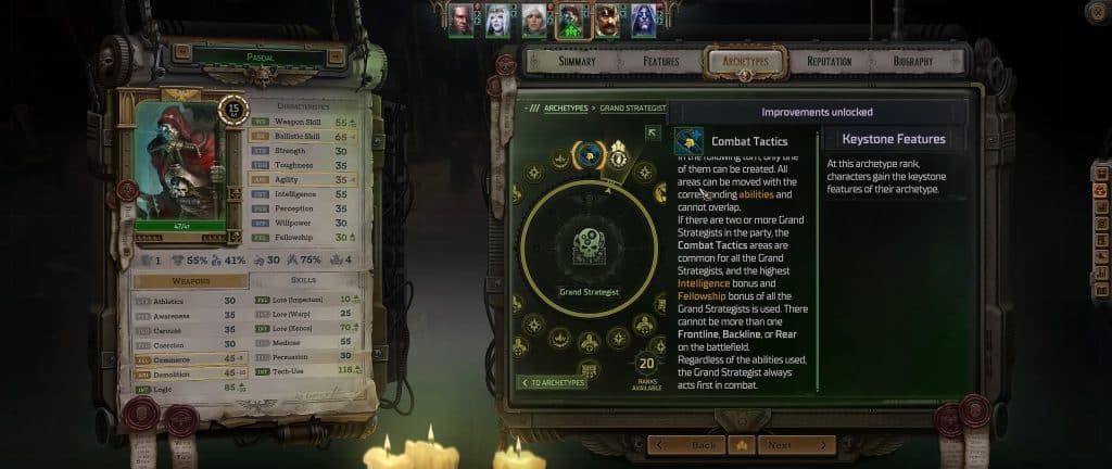 Warhammer 40K Rogue Trader: Pasqal Plasma Lord Build - Grand Strategist talents