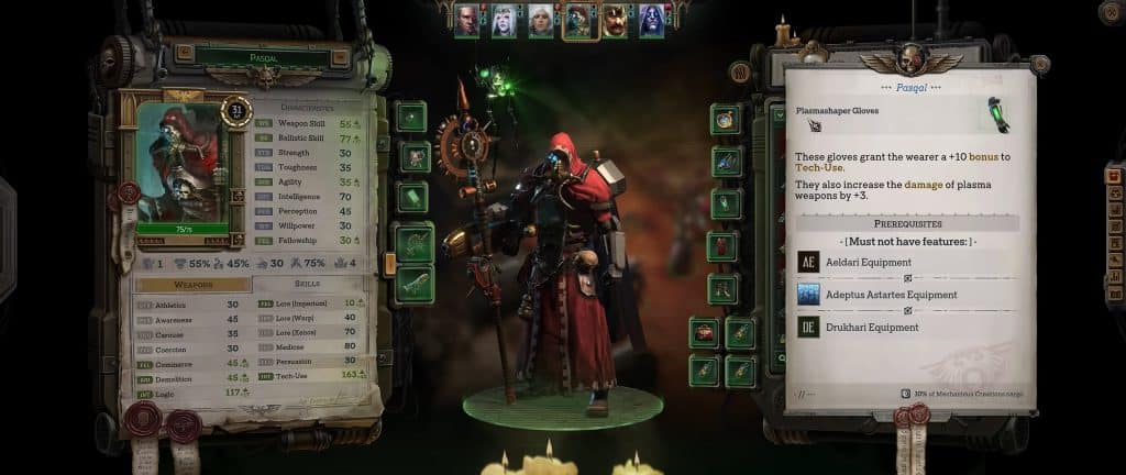 Warhammer 40K Rogue Trader: Pasqal Plasma Lord Build - Equipment
