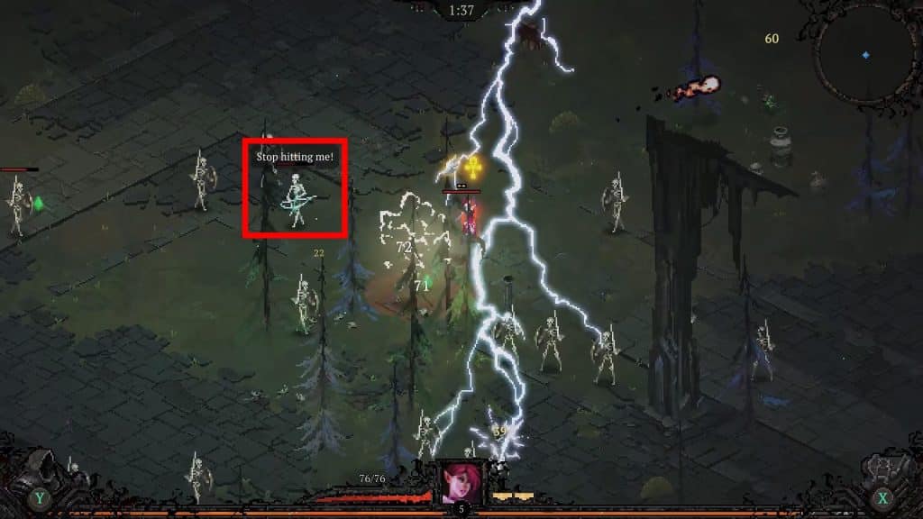 The chatty skeleton is chatting