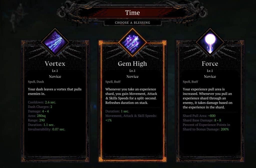 Levelling up screen in Death Must Die 