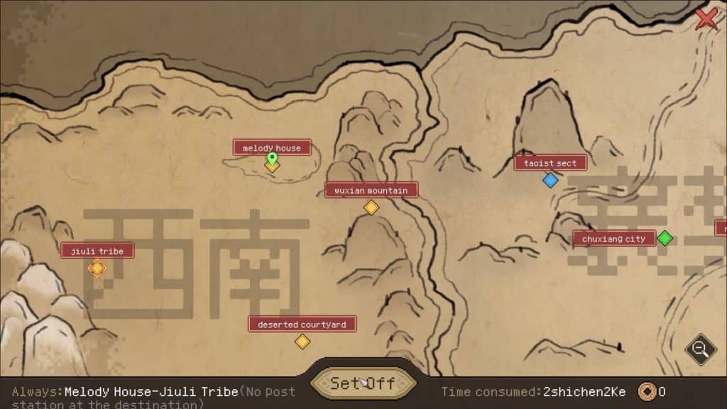 Melody House and Jiuli Tribe locations