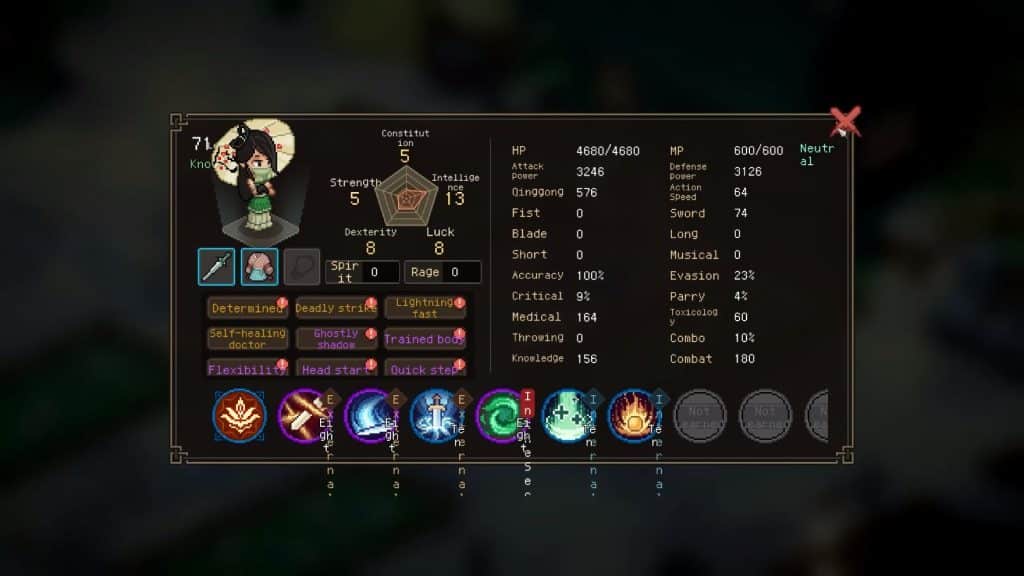 Qu Wangyou's stat sheet
