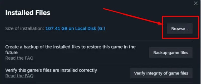 Installed files on steam 