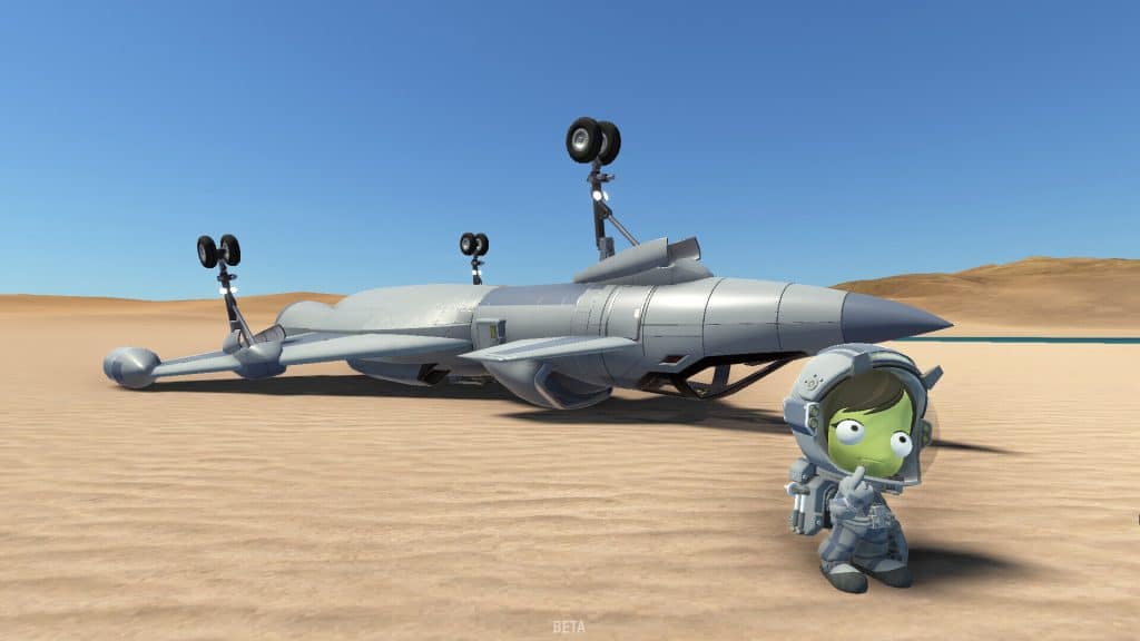 A Kerbal thinking about how to bypass the tauncher in Kerbal Space Program 2