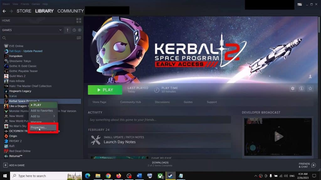 Game properties